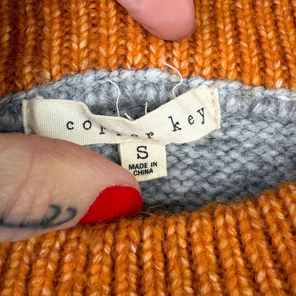 Copper Key Ribbed Color Block Pullover Oversized Knit Crewneck Sweater Small - Picture 5 of 6
